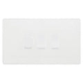 BG Evolve Pearlescent White 3 Gang Light Switch Grid – 1x Trailing-Edge LED Dimmer, 1x Intermediate, 1x 2-Way Switch
