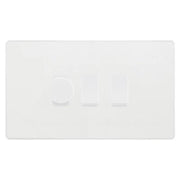 BG Evolve Pearlescent White 3 Gang Light Switch Grid – 1x Trailing-Edge LED Dimmer, 1x Intermediate, 1x 2-Way Switch by British General (BG-Evolve-CL-3G-1x-Dimmer-1x-INT-1x-2Way)