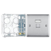 BG Nexus Brushed Steel 1 Gang RJ45 Single Data Outlet NBSRJ451 with 35mm Steel Back Box