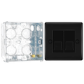 BG Nexus Matt Black 2 Gang RJ11 Double Data Outlet NFBRJ112 with 35mm Steel Back Box