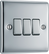Newlec British General NPC43 Nexus Metal Polished Chrome 3 Gang 20A 16AX 2 Way Plate Switch by Newlec (Newlec-BG-NPC43-Shopify_1)
