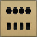 BG Evolve Satin Brass 8 Gang Switch 4x Trailing Edge LED Dimmer 4x 2Way Custom Switch