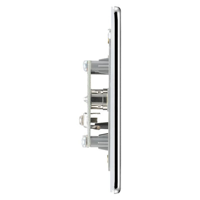 BG Screwless Polished Chrome 1 Gang Coaxial TV Socket FPC60 with 25mm Steel Back Box