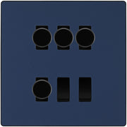 BG Evolve Matt Blue 6 Gang Switch 4x Trailing Edge LED Dimmer 2x Intermediate Custom Grid by British General (BG-Evolve-DB-6G-CUSTOM-4x-Dimmer-2x-INT)