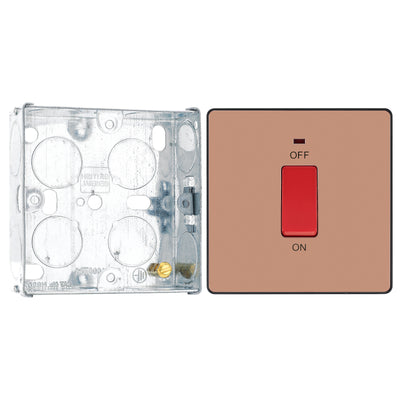 BG Evolve Polished Copper 45A DP Single Plate + Neon PCDCP74B with 25mm Steel Back Box