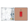 BG Evolve Polished Copper 45A 2 Pole Neon Cooker Switch PCDCP74B with 25mm Steel Back Box