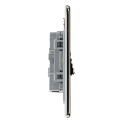 BG Screwless Black Nickel 20A 16AX 2 Way Single Light Switch FBN12 with 25mm Steel Back Box