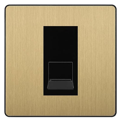 BG Evolve Satin Brass Single RJ11 Telephone Socket PCDSBRJ111 - Black Insert by British General (BG-PCDSBRJ111B)
