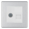 BG Screwless Brushed Steel TV Aerial & Secondary Telephone Socket - White Insert by British General