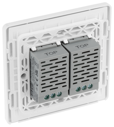 BG PCDBSTDS2W Brushed Steel Evolve 2 Gang 200W Trailing Edge Secondary Touch Dimmer - White Insert CODE: PCDBSTDS2W Write a review...