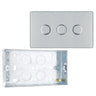 BG Screwless Polished Chrome 200W 2 Way Triple Trailing Edge Dimmer Switch FPC83 with 25mm Steel Back Box by British General (BG-FPC83+HGS04)