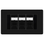 BG Screwless Matt Black 3 Gang RJ45 Cat6 Data Socket Outlet Black Inserts by British General (BG-FFBRJ453B)