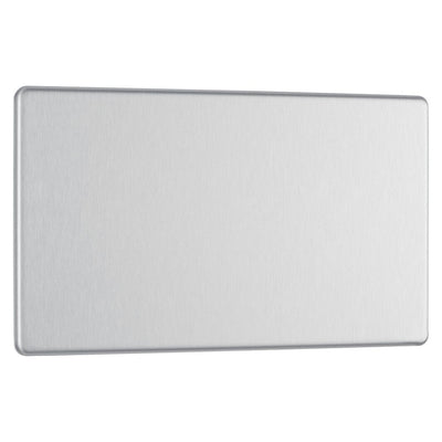 BG Screwless Brushed Steel Double Blank Plate FBS95 with 25mm Steel Back Box