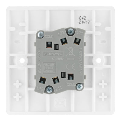 BG Nexus 2 Gang 20A 16AX Double Wall Light Switch & 50mm Pattress Back Box