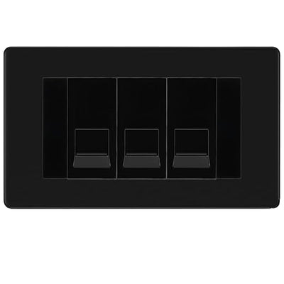 BG Screwless Matt Black 3 Gang RJ11 Telephone Socket Euro Module - Black Insert by British General (BG-FFBRJ113B)