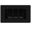 BG Screwless Matt Black 3 Gang RJ11 Telephone Socket Euro Module - Black Insert