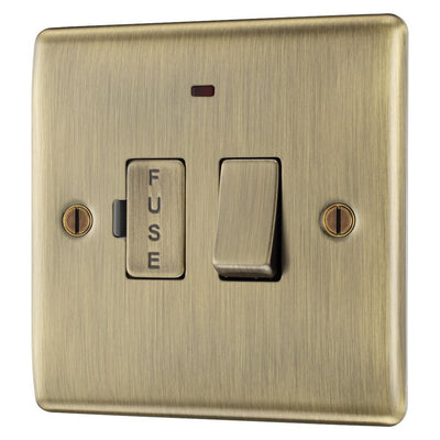 BG Nexus Antique Brass 13A Neon Switched Fused Spur Unit with Surface Pattress Back Box