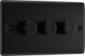 BG NFB83 Nexus Metal Matt Black 3 Gang 200W 2 Way Push On-Off Intelligent LED Dimmer Switch