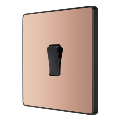 BG Evolve Polished Copper 1 Gang 20A 16AX Intermediate Light Switch PCDCP13B with 35mm Steel Back Box