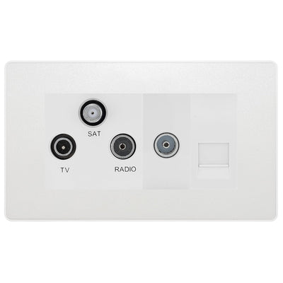 BG Evolve Pearlescent White Triplex TV/FM/Sat + Return & 1 Gang Telephone