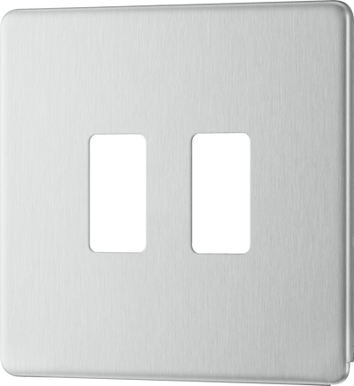 BG Electrical RFBS2 Nexus Grid Brushed Steel Screwless Front Plate 2 Module