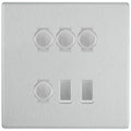 BG Screwless Brushed Steel 6 Gang Switch 4x Trailing Edge LED Dimmer 2x Intermediate Custom Grid