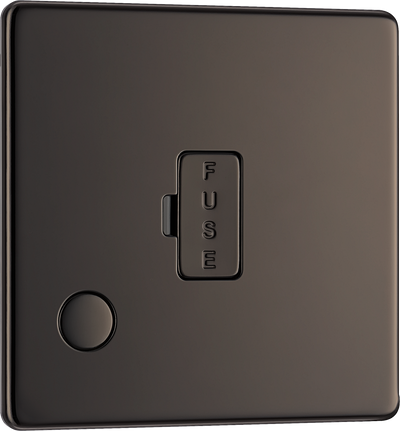 FBN55 Front - This 13A fused and unswitched connection unit from British General provides an outlet from the mains containing the fuse ideal for spur circuits and hardwired appliances. The backplate has an optional flex outlet with removable blanking piece at the lower edge. 