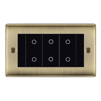 BG Nexus Antique Brass Triple Master Touch Dimmer Switch - Black Insert by British General (BG-EMTDMB+NABEMR4)