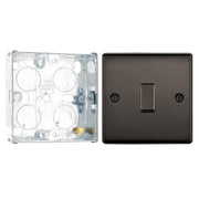 BG Nexus Black Nickel 20A, 16AX 2 Way Intermediate Light Switch NBN13 and 25mm Steel Back Box by British General (BG-NBN13+HGS02)