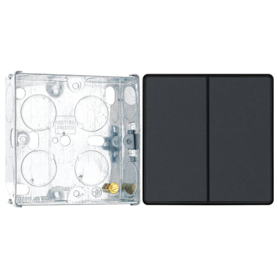 BG Evolve Matt Grey 2 Way Double Edge to Edge Rocker Switch PCDMG42EB with 25mm Steel Back Box