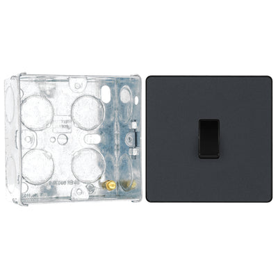 BG Evolve Matt Grey 1 Gang 20A 16AX Intermediate Light Switch PCDMG13B with 35mm Steel Back Box