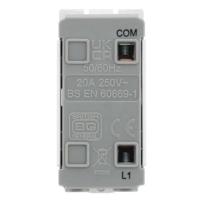BG RPCDB14 Evolve Grid Black 20A 20AX 1 Way 1 Pole PRESS Retractive Switch Module by British General