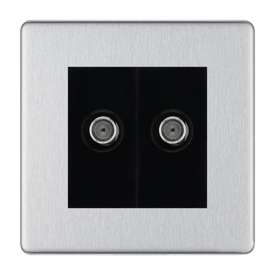 BG Screwless Brushed Steel Double Satellite Socket FBS642B by British General (BG-FBS642B)
