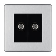 BG Screwless Brushed Steel Double Satellite Socket FBS642B by British General (BG-FBS642B)