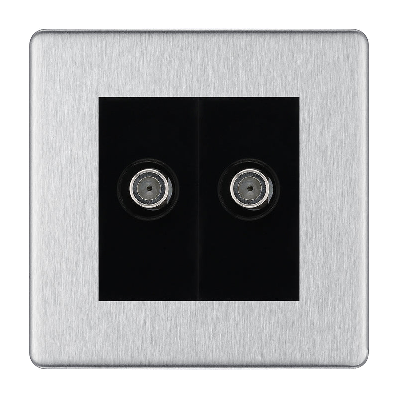 BG Screwless Brushed Steel Double Satellite Socket FBS642B