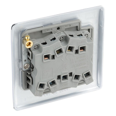 BG Nexus Metal Polished Chrome 20A 16AX 2 Way Triple Light Switch NPC43 with 25mm Steel Back Box