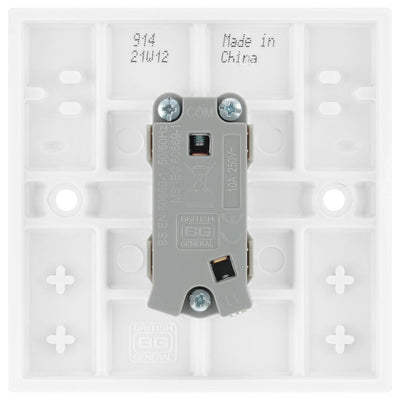 BG 914 Moulded Square Edge | White | 1 Gang 10AX 1 Way Bell Push Plate Switch by British General (BG-914)