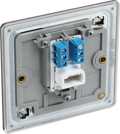 FBNBTS1 Back - This Secondary telephone socket from British General uses a screw terminal connection and should be used for an additional telephone point which feeds from the master telephone socket.