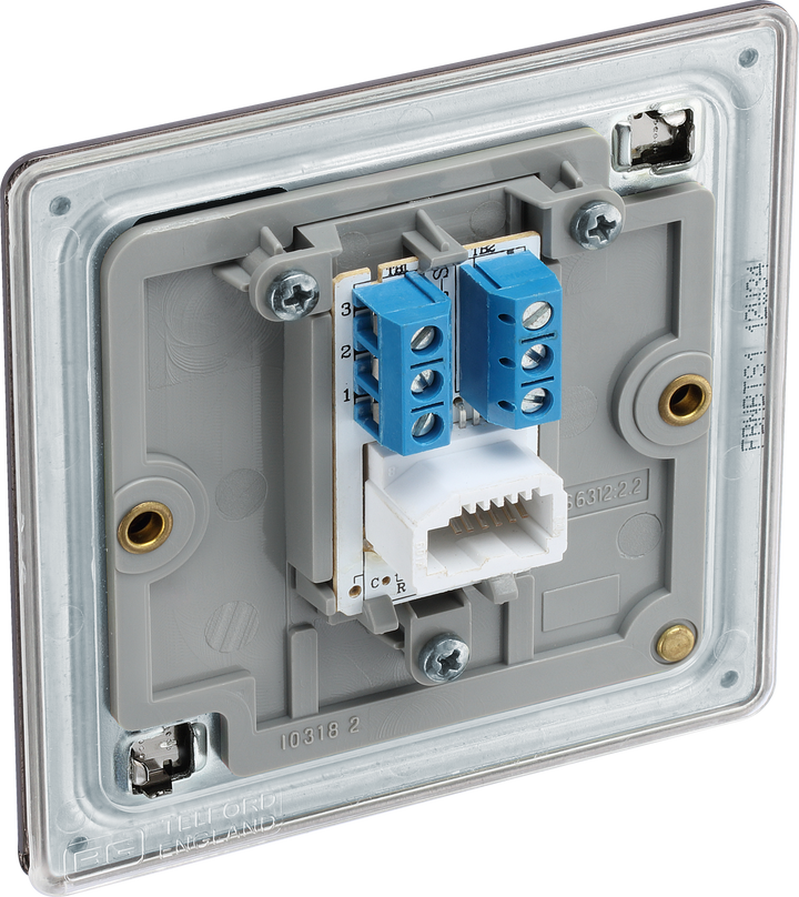 FBNBTS1 Back - This Secondary telephone socket from British General uses a screw terminal connection and should be used for an additional telephone point which feeds from the master telephone socket.