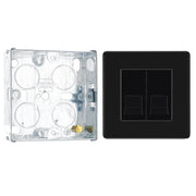 BG Screwless Matt Black Double Master Telephone Socket with 25mm Steel Back Box