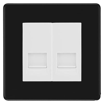 BG Screwless Matt Black Double RJ11 Telephone Socket FFBRJ112 - White Insert by British General (BG-FFBRJ112W)