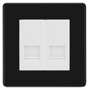 BG Screwless Matt Black Double RJ11 Telephone Socket FFBRJ112 - White Insert by British General (BG-FFBRJ112W)
