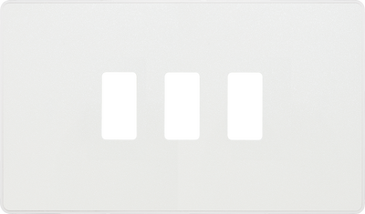 BG RPCDCL3W Evolve Grid Pearlescent White 3 Module Rectangular Front Plate - White Trim