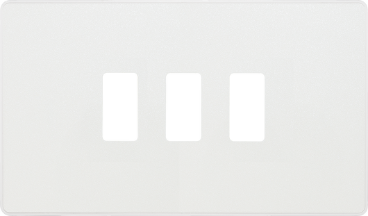 RPCDCL3W Front - The Grid modular range from British General allows you to build your own module configuration with a variety of combinations and finishes. This pearlescent white finish Evolve front plate clips on for a seamless finish, and can accommodate 3 Grid modules - ideal for switches and other domestic applications.