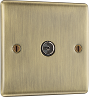 BG NAB60 Nexus Metal Antique Brass 1 Gang Co-Axial Socket by British General (BG-NAB60-2)