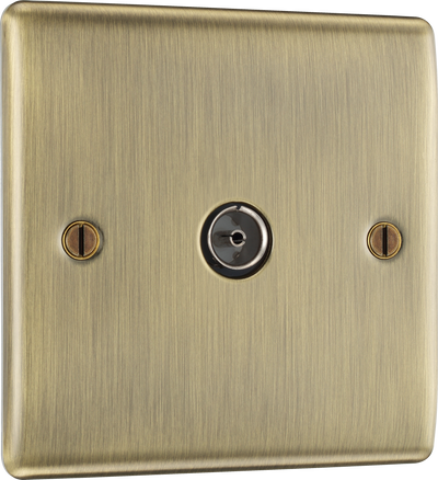 BG NAB60 Nexus Metal Antique Brass 1 Gang Co-Axial Socket by British General (BG-NAB60-2)
