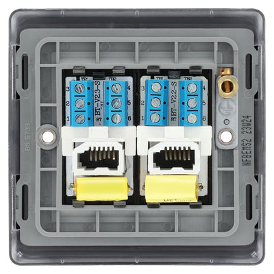 BG Nexus Matt Black Double Master Telephone Socket NFBBTM2 with 35mm Steel Back Box