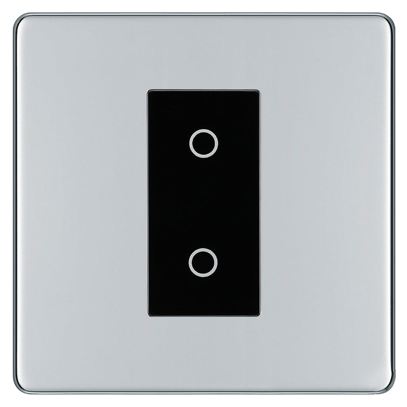 BG Nexus Screwless Polished Chrome Single Master Touch Dimmer Switch - Black Insert