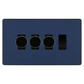 BG Evolve Matt Blue 4 Gang Light Switch 3x Trailing Edge LED Dimmer 1x 2 Way Custom Switch