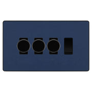 BG Evolve Matt Blue 4 Gang Light Switch 3x Trailing Edge LED Dimmer 1x 2 Way Custom Switch by British General (Evolve-DB-CUSTOM-4GANG-3x-DIMMER-1x-2WAY)